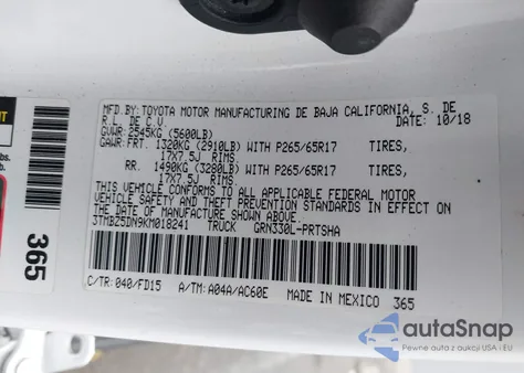 2019 Toyota Tacoma Trd Sport from USA, damaged, VIN 3TMBZ5DN9KM018241